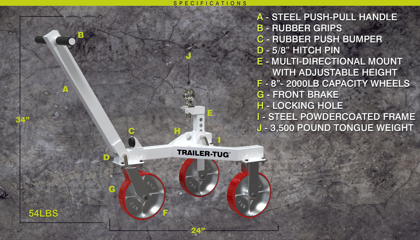 Battery Powered Trailer Dolly Tugger Cart - 2500lb capacity